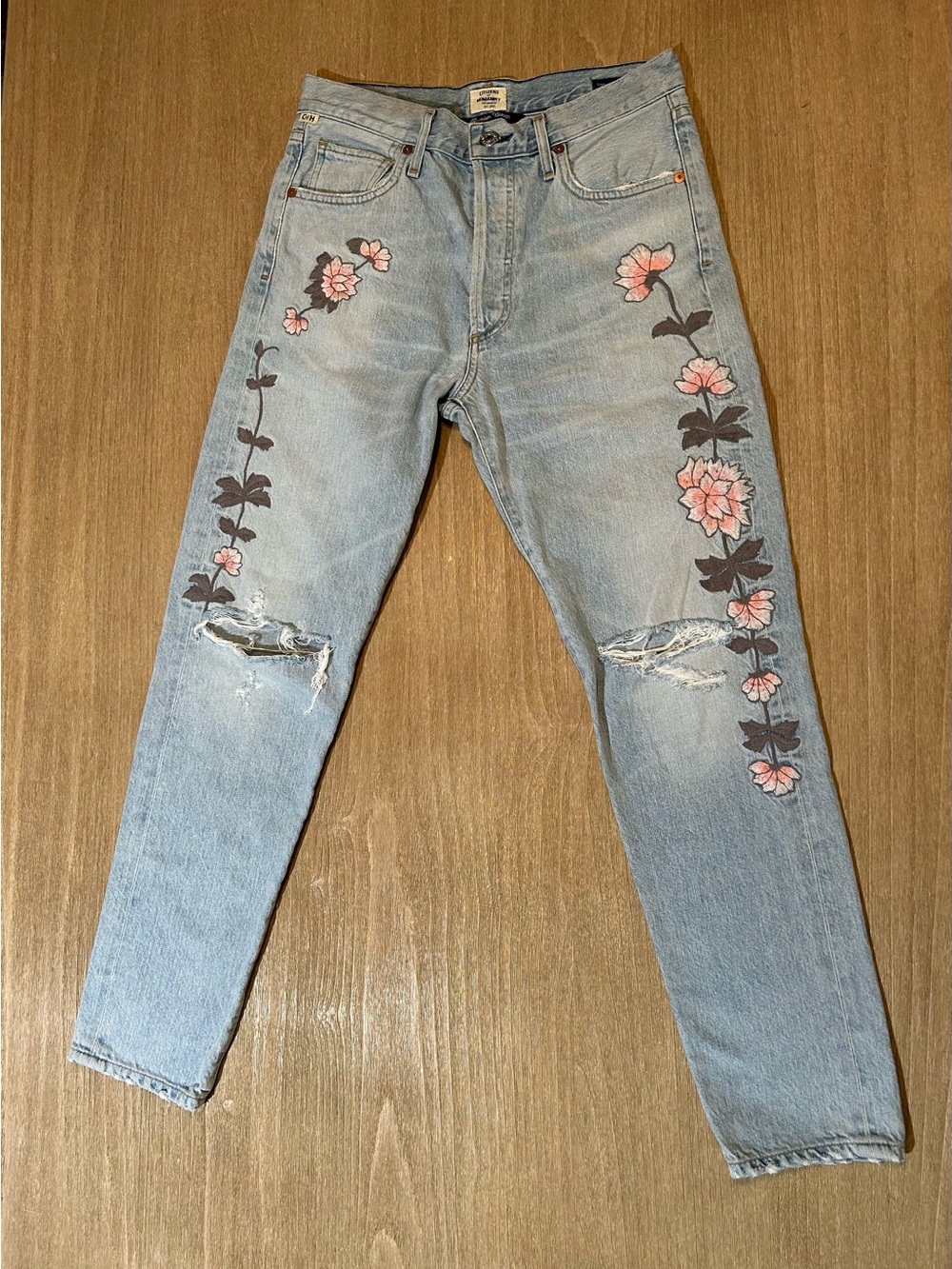 Citizens of Humanity Liya Floral Embroidered Jeans Size 26 Premium Vintage